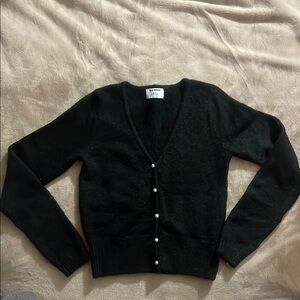 Black V-Neck Cardigan Sweater